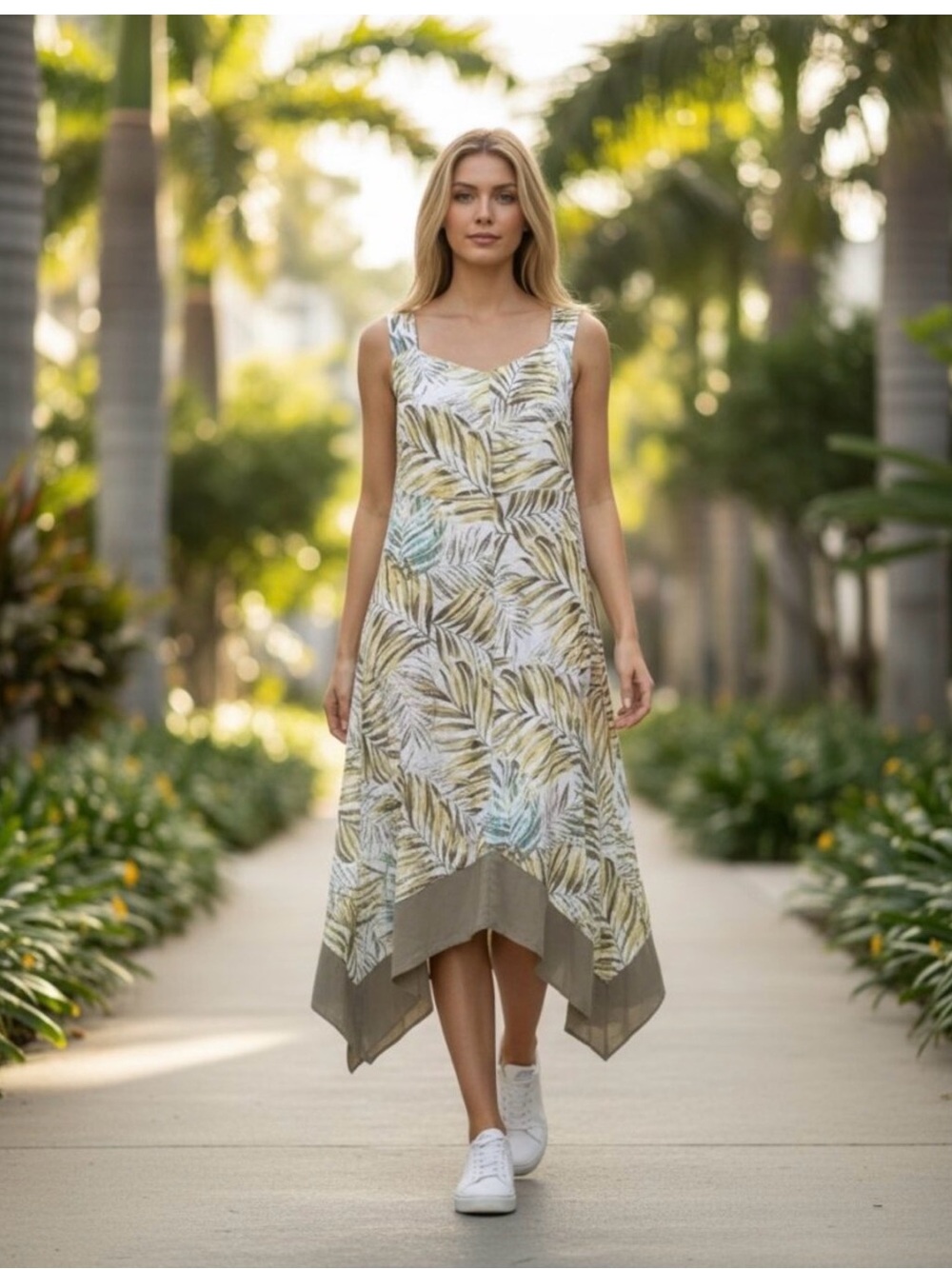 Catherine’s Sleeveless Dress Foliage Print Size 3XWP Petite Lined NWT Party